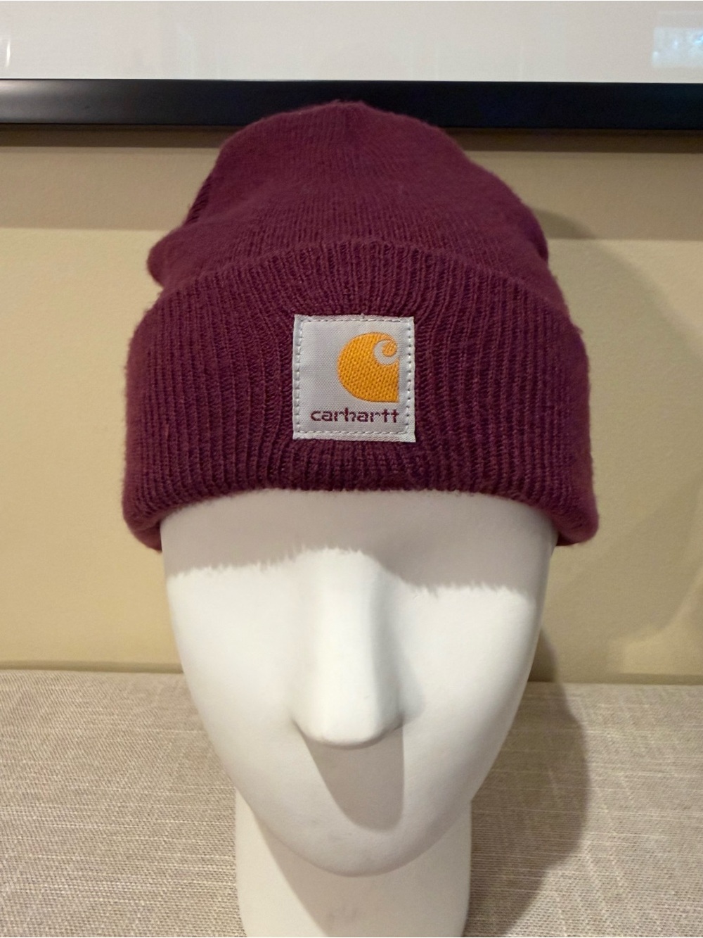 Carhartt Youth Cuffed Beanie Hat Burgundy Maroon Acrylic Winter AH8990